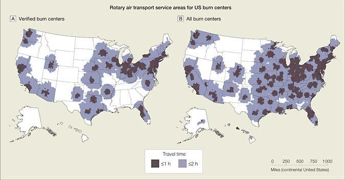 Rotary Air Transport Service Areas for US Burn Centers -- Klein, M.