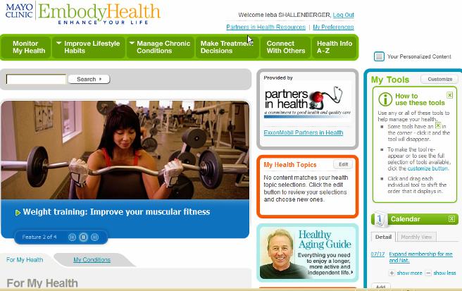 PARTNERS IN HEALTH HEALTH PORTAL Customized website and Health Risk