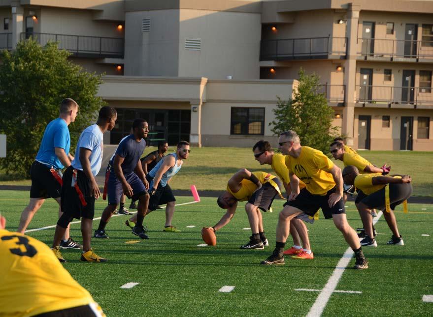 10 October 2015 SEPTEMBER IN REVIEW Intramural flag football team Reserve Gold s offensive line braces for a blitz from the 424th Supply Chain