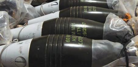 62mm ammunition stamped March 2008, 20 rocket fuses, 10 RPG sights, and eight RPG tubes. An explosive ordnance disposal unit responded to assess the cache.
