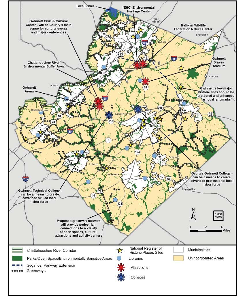 Keep Gwinnett a Preferred Place The major preferred place policies are: Improve the Walkability of Gwinnett s Activity Centers and Neighborhoods Support and Promote the Expanded Four Year College