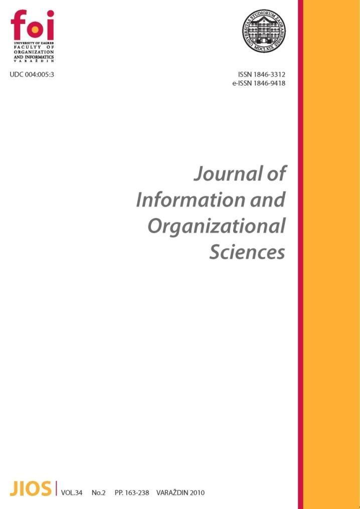 Journal of Information and Organizational Sciences (JIOS) Continuously published since 1977 Current Vol 36 Editor: Prof.