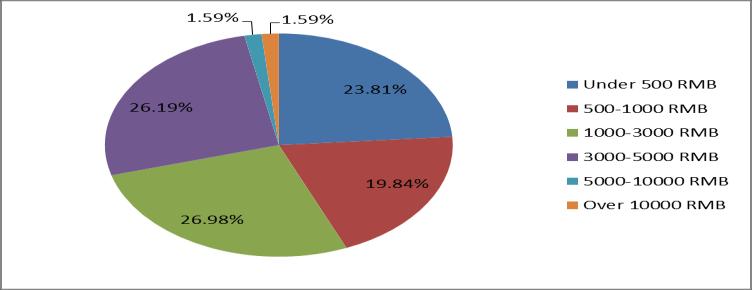 Figure 9 How much profit does you e-business make every month? The pie chart above shows almost all of the participants have profit under 5000 RMB per month.