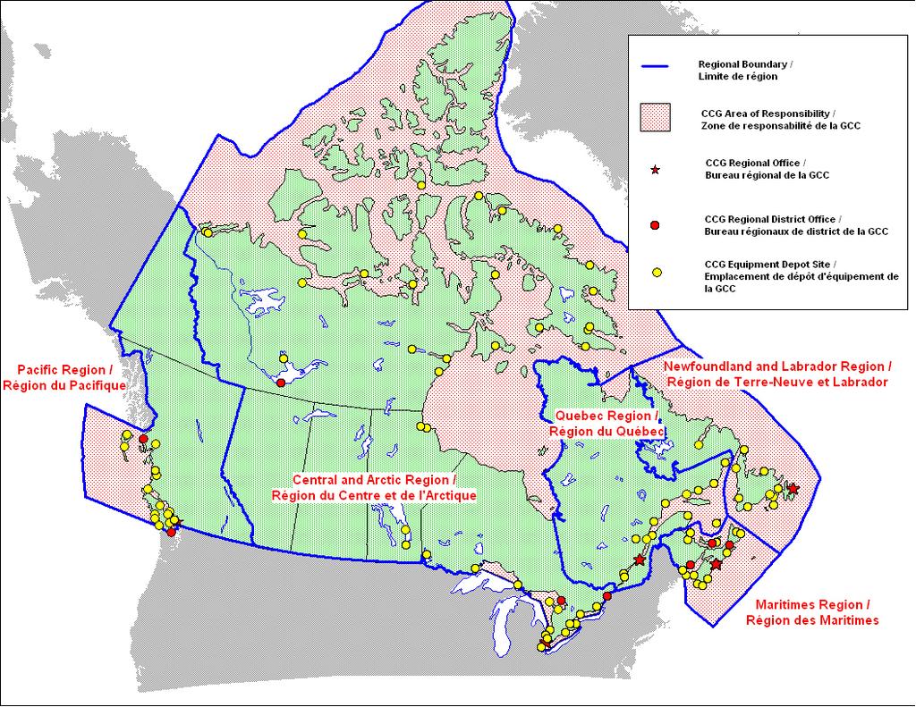 Marine Spills Contingency Plan National Chapter Section 3 - Preparedness location of the Canadian Coast Guard response equipment and regional and district offices that house Environmental Response