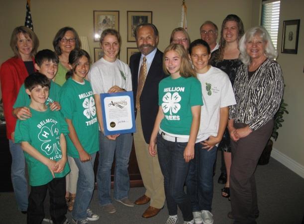 Announce the creation of state or local Youth Advisory Councils to address community needs. 4-H Million Trees Project received support from public officials.