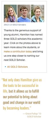 GOLD Scholars Program Endorses both Student Financial Aid & Annual Giving Puts a Face