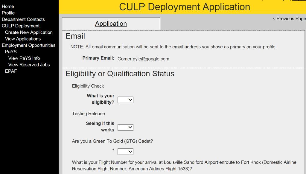 Application Process Pull down arrow Check that apply