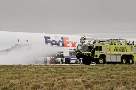 The Fed Ex 727-200 Cargo Jet was donated in February of 2011 to the city of Boise for fire department and law enforcement training.