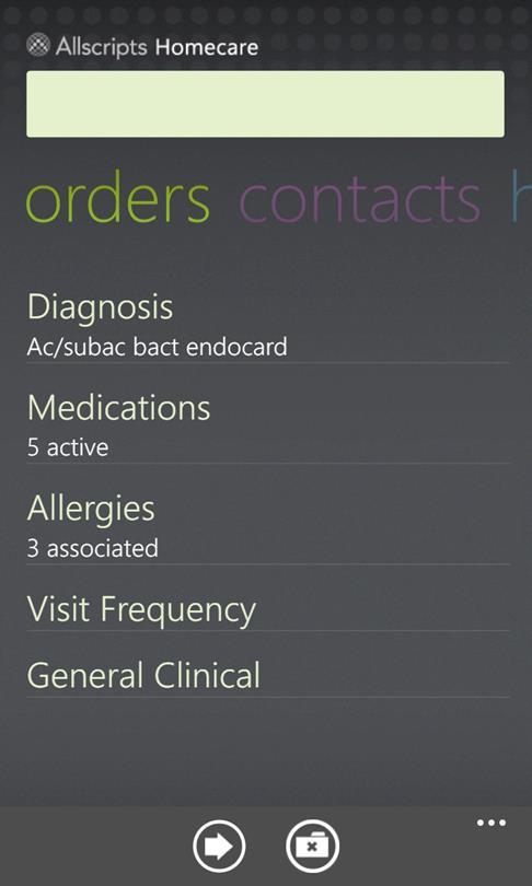 The following screen will display after tapping patient s name.