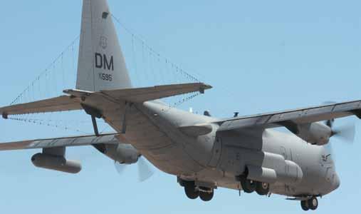 The Compass Call, a heavily modified C-130 Hercules, disrupts enemy command and control