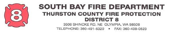 Duties: The South Bay Fire Department, Thurston County FPD 8, is currently accepting applications for Volunteer Receptionists Welcome and direct visitors to the District Answer multi-line phone