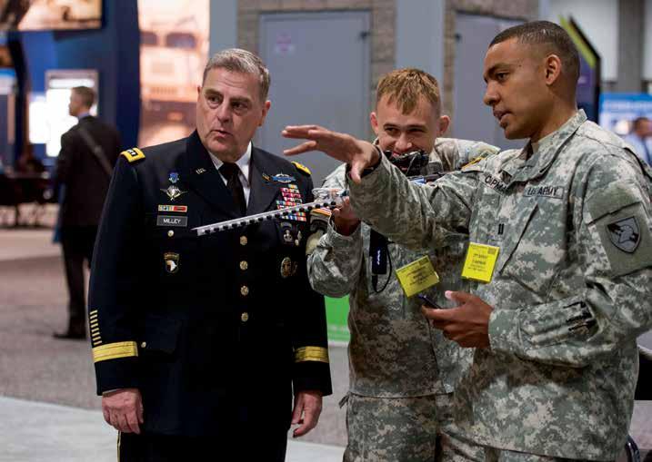 U.S. Army Chief of Staff General Mark Milley watches officers from Army Cyber Institute demonstrate Cyber Capability Rifle during 2015 Association of the U.S. Army annual meeting, Washington, DC (U.S. Army/Chuck Burden) be overstated.