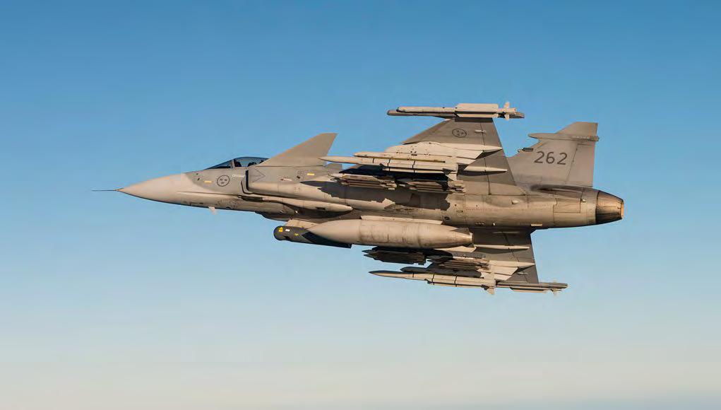 SAAB Gripen C carrying a weapon configuration including eight GBU-39 Smal Diameter Bombs, two Meteor and Two IRIS_T Air/Air missiles.