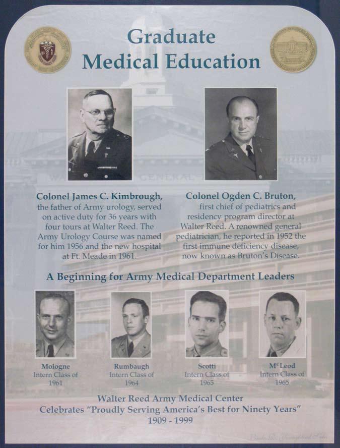 This poster hangs in the hallway wall outside the Graduate Medical Education offices in Building 2, the Heaton Pavilion. The information about Colonels Kimbrough and Bruton is self-explanatory.