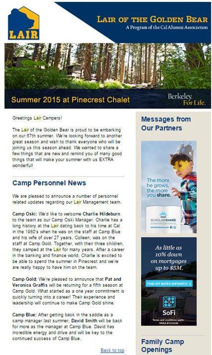 Pinecrest E-Newsletter The Pinecrest e-newsletter is sent to more than 10,000 subscribers four times per year.
