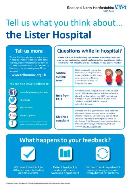 Continue to deal with complaints in the moment and reduce complaints Patients and their relatives/carers are encouraged to talk to the ward staff or Matron if they have any concerns or worries.