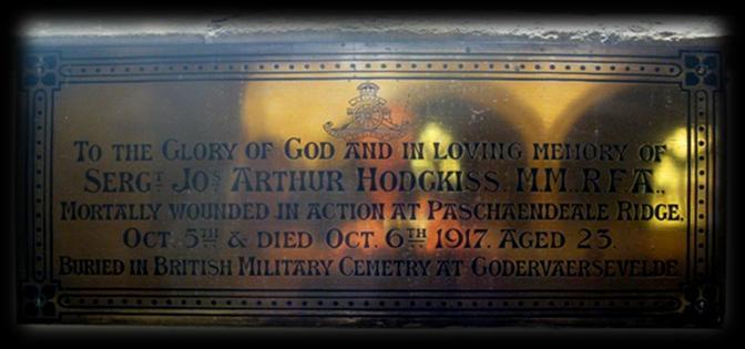Joseph Hodgkiss memorial plaque within St. Anne s Church. Family gravestone, St. Anne s Church. No. 15. Private Edgar Brightmore No. 26104. 2 nd Battalion West Riding Regiment.