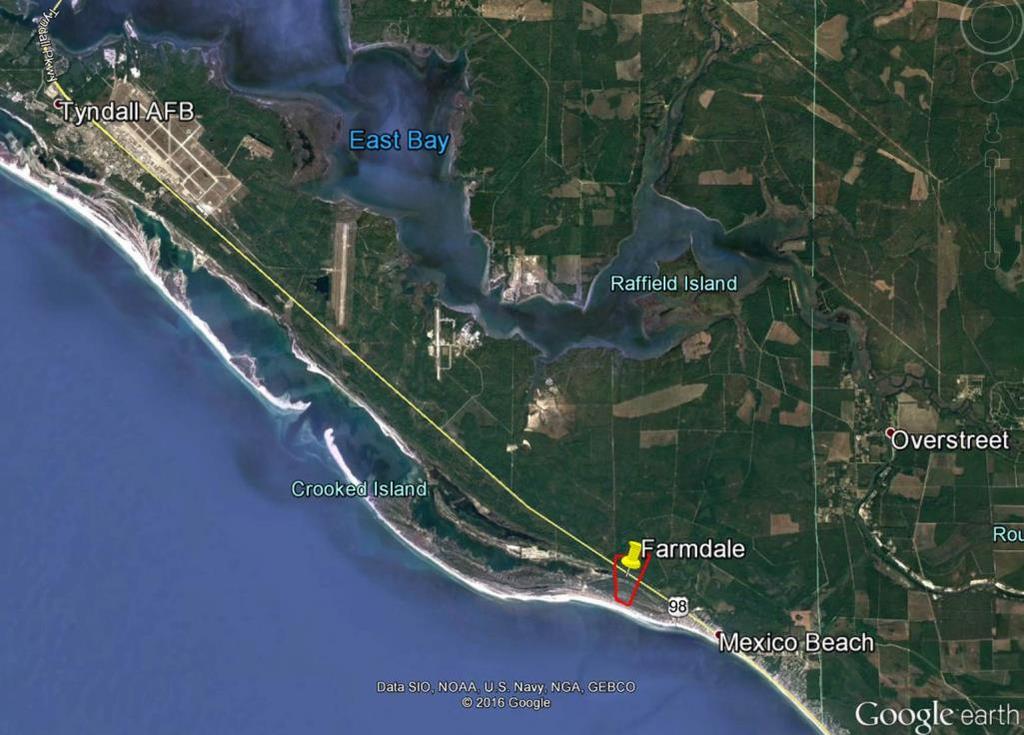 Tyndall Air Force Base Three sites = 248 acres. First site: Farmdale Property, 220 acres. Two miles from Sky X test range. Encroachment Concern: Noise and.