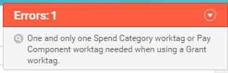 An Error Message will then display in the top right-hand corner until a Spend Category is selected.