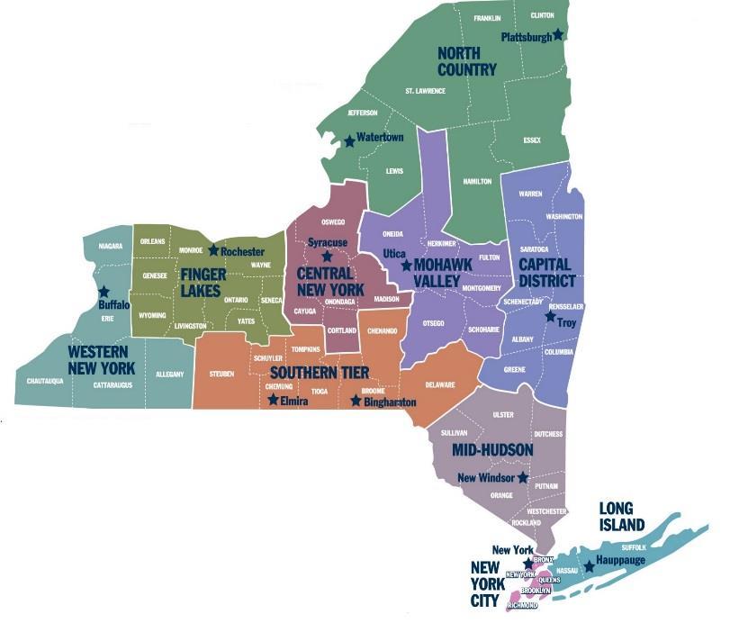 24 NYS Regional Map Region 1 Western New York: Allegany, Cattaraugus, Chautauqua, Erie, Niagara Region 2 Finger Lakes: Genesee, Livingston, Monroe, Ontario, Orleans, Seneca, Wayne, Wyoming, Yates
