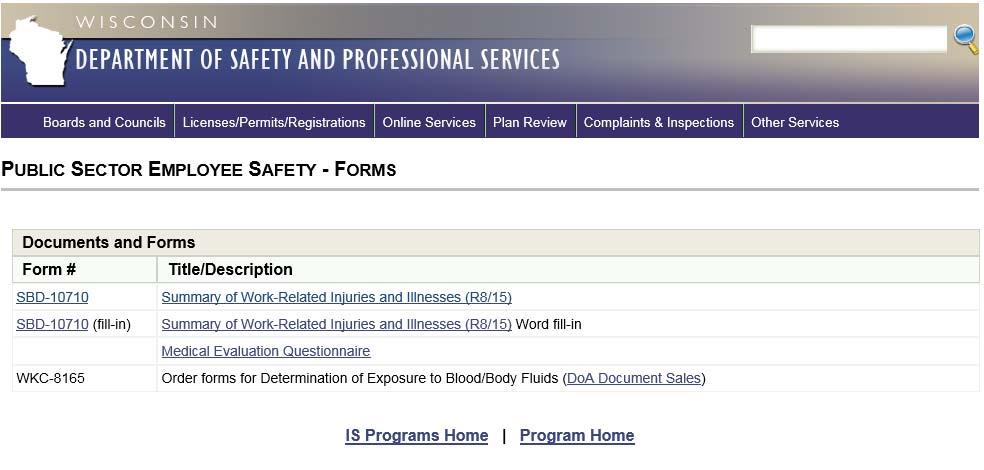 DSPS Public Sector Safety Website 7 http://dsps.wi.