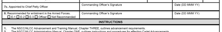 Quitting/Graduation/Termination Cadets can withdraw at any time [NSCC Regulations 1020.
