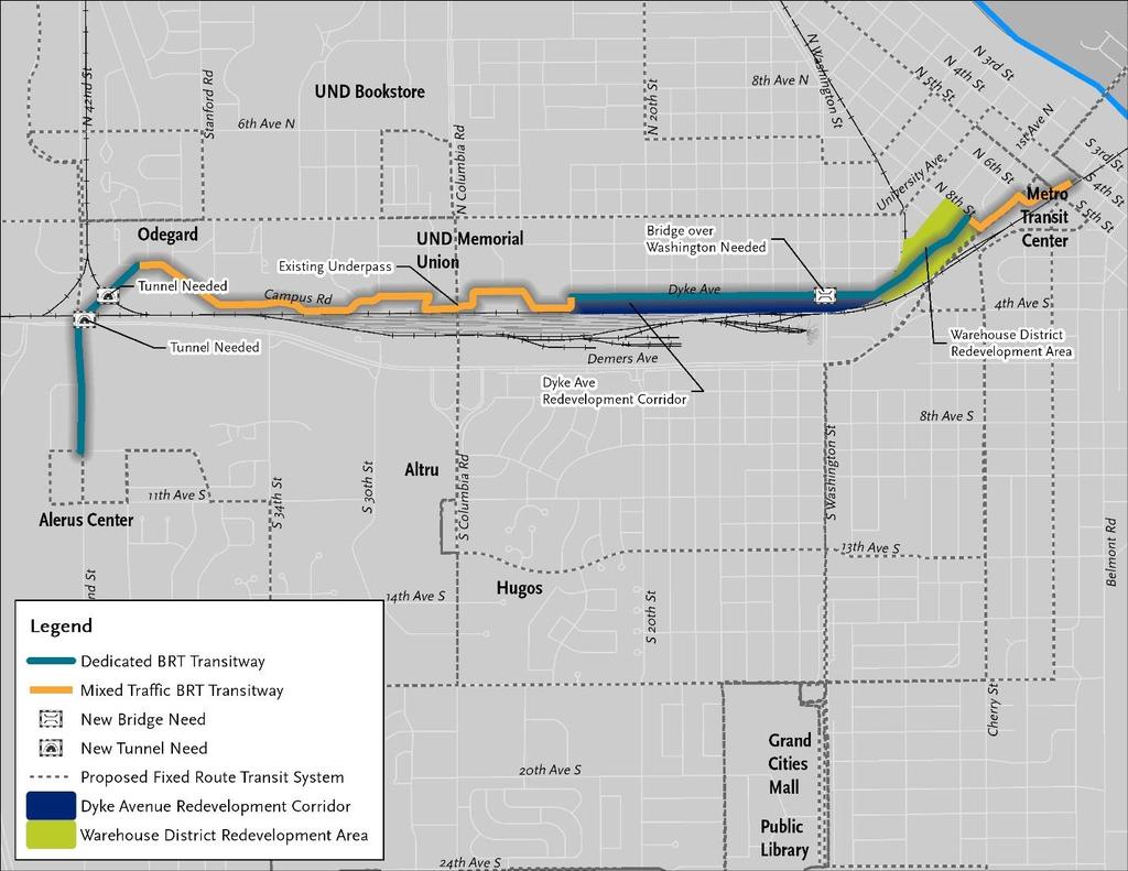 Figure 2: Proposed BRT Transitway BRT S ECONOMIC DEVELOPMENT POTENTIAL A study was recently completed for the National Institute for Transportation and Communities (http://t4america.