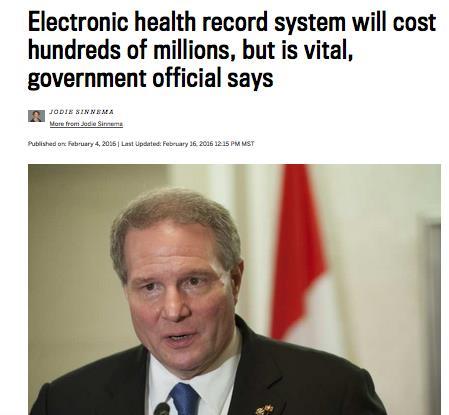 Alberta deputy health minister recently announced plans to create single electronic health