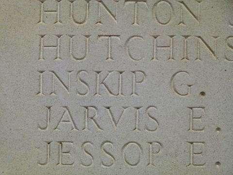 George Inskip, commemorated on the Cambrai Memorial, Louverval Photograph courtesy of Freda Topham George Inskip was aged 24 and was unmarried.