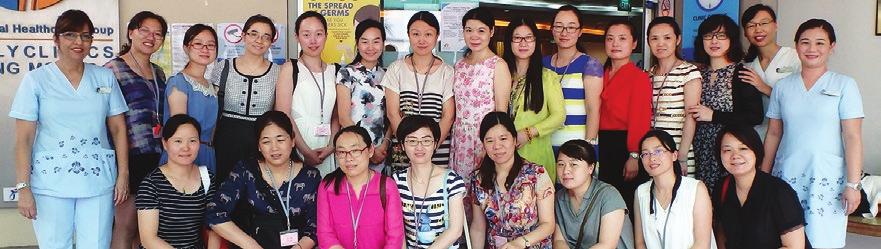 ENGAGE HEALTHCARE STAKEHOLDERS 09 Hosting nurses from China s Jiangsu Province at Ang Mo Kio Polyclinic The delegates from China's Jiangsu Province with their NHGP hosts.