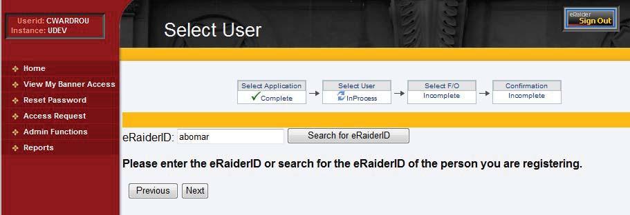 Enter the eraiderid of the person that you wish to add as an alternate approver.