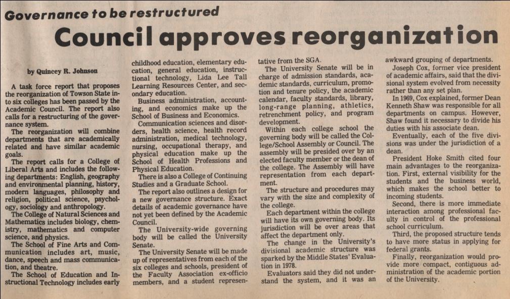 TSU ACADEMIC PROGRAM 1976: TSC ACHIEVES UNIVERSITY STATUS 1981: ESTABLISHES SIX COLLEGES - ALLIED HEALTH AND PHYSICAL EDUCATION, EDUCATION, FINE ARTS AND COMMUNICATION, LIBERAL ARTS, NATURAL AND
