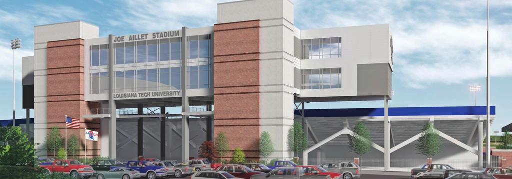 JOE AILLET STADIUM PRESS BOX One year after the opening of the Davison Athletics Complex, Louisiana Tech has begun construction on the newest phase of facility improvements at Joe Aillet Stadium with