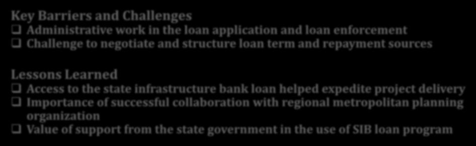 distribution Key Barriers and Challenges Administrative work in the loan application and loan enforcement Challenge to negotiate and structure loan term and repayment sources Lessons Learned Access