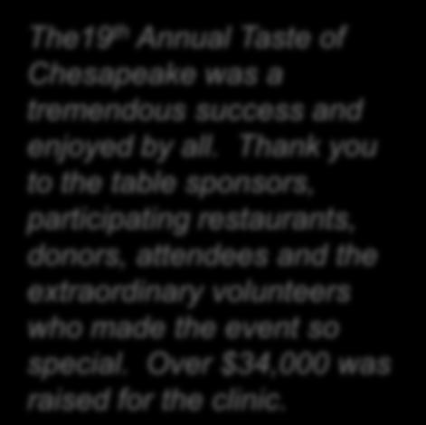 Thank you to the table sponsors, participating restaurants,