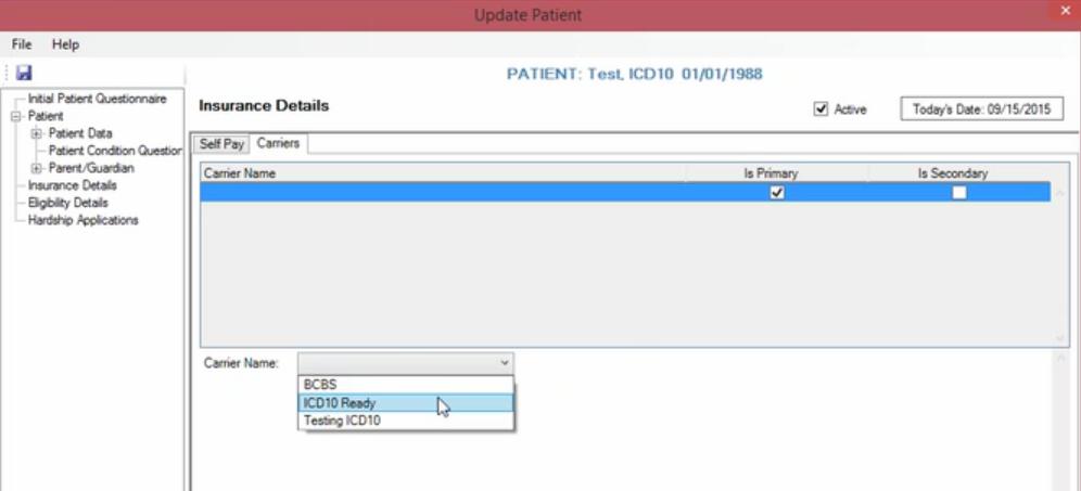 ii) Assign this new carrier to your test patient, and add a test Insured ID Number iii) You will also want to create a test payer in ICD-9 so you can