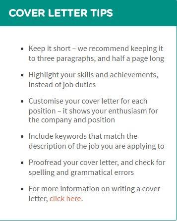 Refer to the Cover Letter Tips panel for advice on how to write a good cover letter. 4. Step 3: Preview You can see how your Cover Letter will look like when all the sections have been combined.