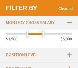Example: Filter your Bookmarked Jobs by Monthly Gross Salary between $3500 and
