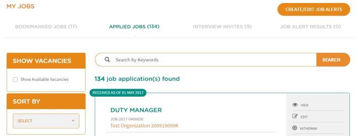 You can further refine your search by using the methods outlined in the Sort Applied Jobs and Filter Applied Jobs sections below. 5.