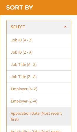 Click any of the listed criteria to display Job applications in your selected sort order. 2.