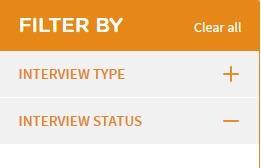 To Filter Interview Invites: Click any of the + symbols on the Filter By panel.