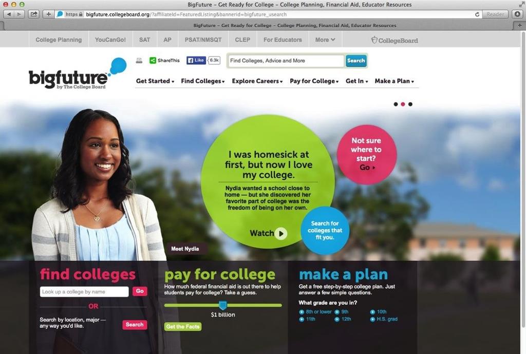 BigFuture Search Colleges, Scholarships, and Careers Search for colleges. Watch videos from real students.