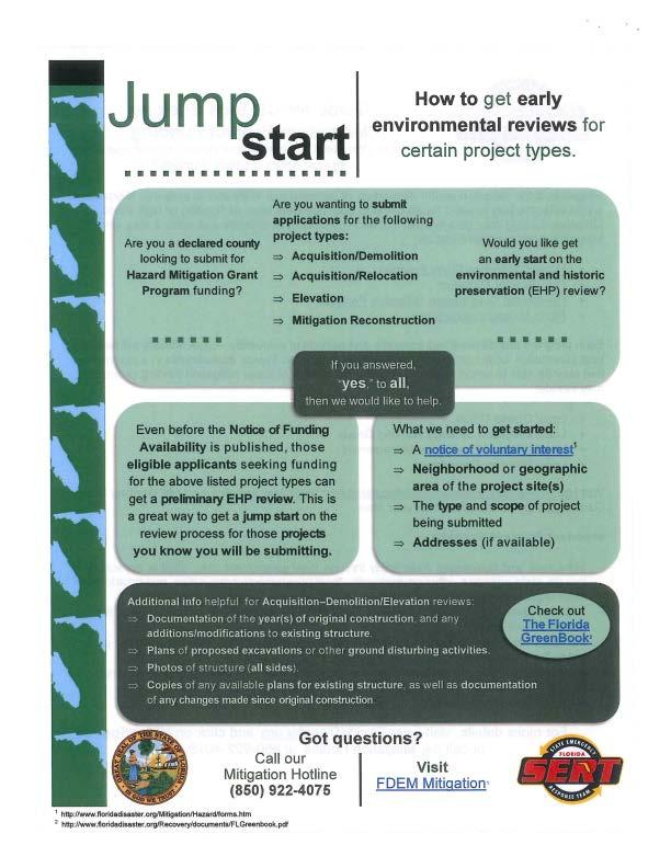 How to get early environmental reviews for certain project types. Are you a declared county looking to submit for Hazard Mitigation Grant Program funding?