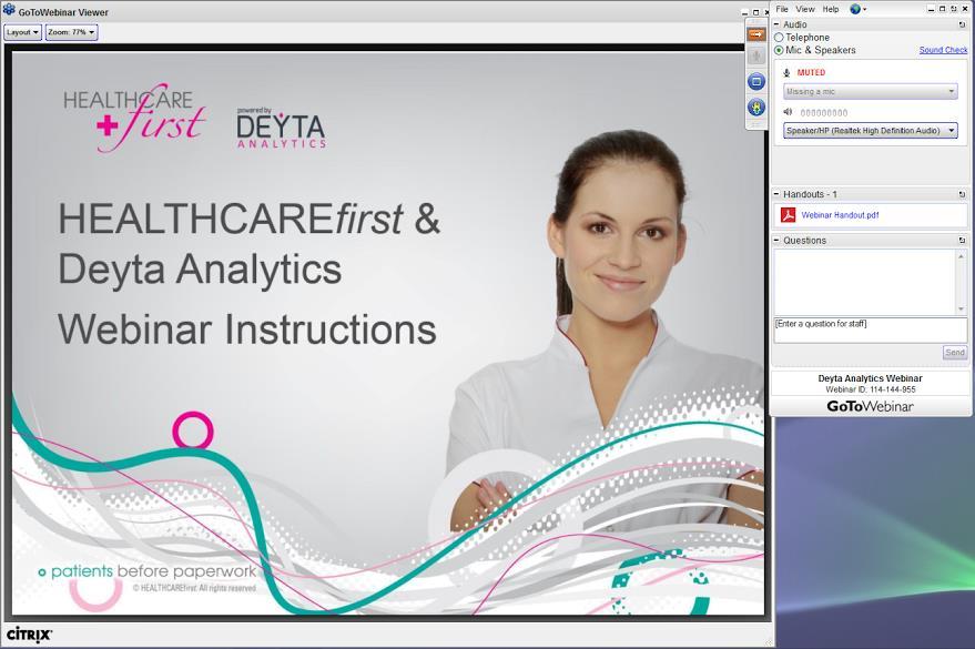 of HEALTHCAREfirst GoToWebinar Instructions Expand or hide the