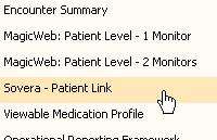 Click on the Patient-Specific External Applications button on the patient s record. 2. Choose Sovera Patient Link and you can view the whole chart of the patient (post-discharge as of Jan 1/07).