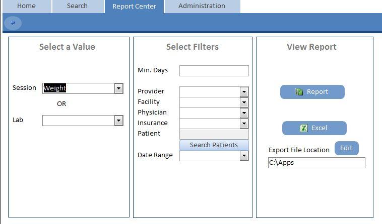 Group Analysis Reports This form will allow you to see change over time reports for each clinical, dietary or lab value.