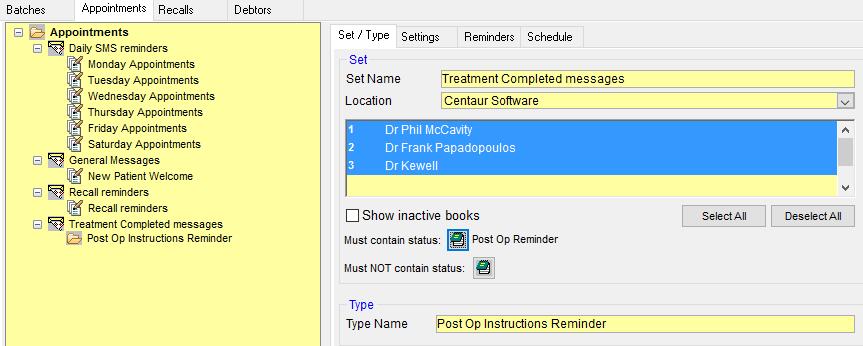 After Treatment Reminder The aim is to send patients with a certain appointment status from yesterday a reminder to follow post op care instructions provided during their treatment and to contact you