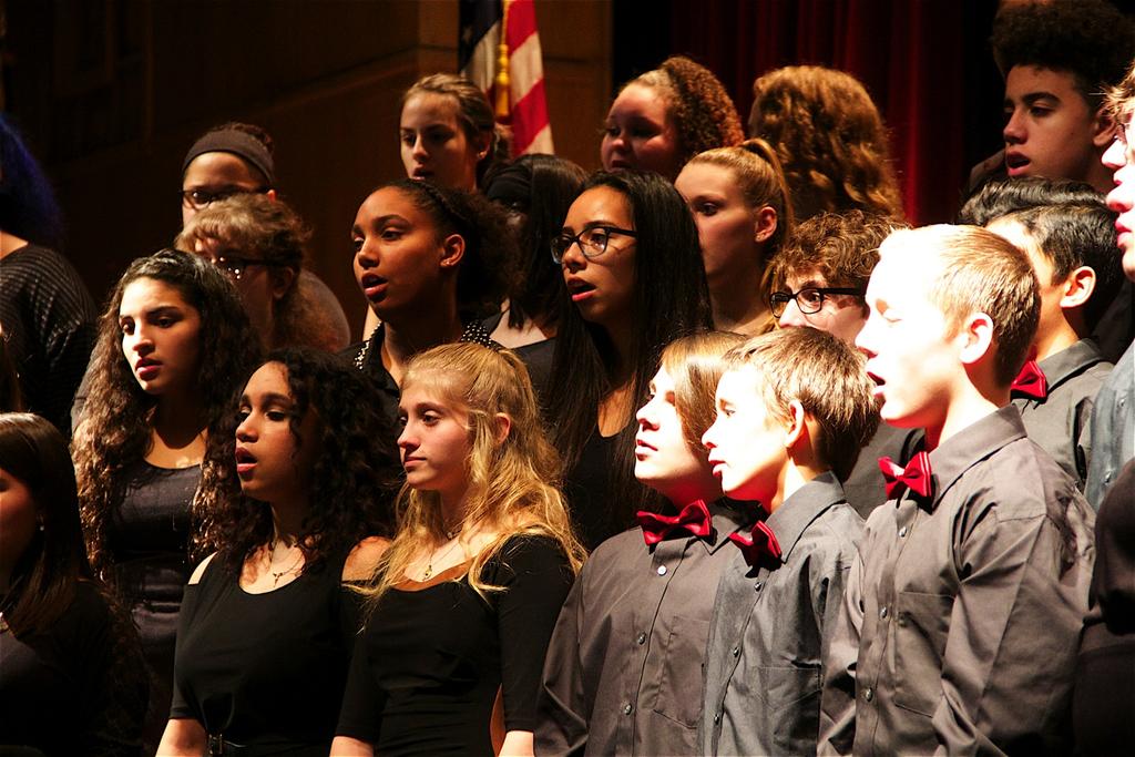 More than 500 attended a highly-inspirational evening concert salute to area veterans at Newark High School November 7 th.