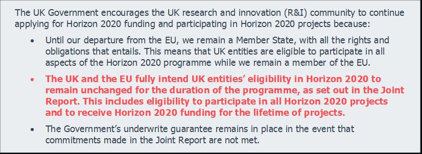 UK Government key messages and Q&A Government Horizon 2020 Q&A published in March