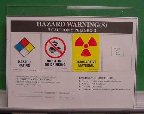 9.0 POSTINGS AND LABELING 9.1 Background All laboratories containing radioactive material or x-ray producing devices should be labeled as such.